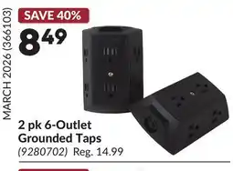 Princess Auto 2 pk 6-Outlet Grounded Taps offer