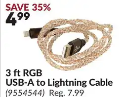 Princess Auto 3 ft RGB USB-A to Lightning Cable offer