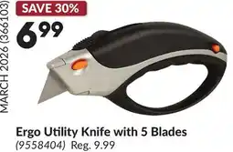 Princess Auto Ergo Utility Knife with 5 Blades offer