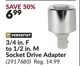 Princess Auto 3/4 in. F to 1/2 in. M Socket Drive Adapter offer