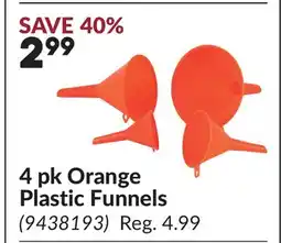 Princess Auto 4 pk Orange Plastic Funnels offer