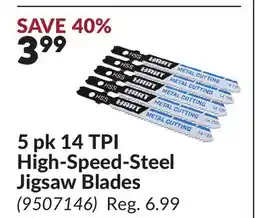 Princess Auto 5 pk 14 TPI High-Speed-Steel Jigsaw Blades offer