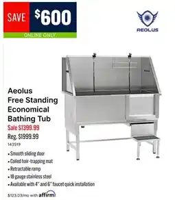 Ren’s Pets Depot Aeolus Free Standing Economical Bathing Tub offer