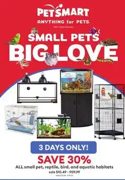 Petsmart ALL small pet, reptile, bird, and aquatic habitats offer