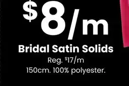 Fabricland Bridal Satin Solids offer