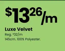 Fabricland Luxe Velvet offer