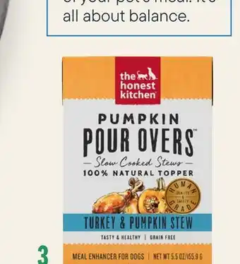 Petvalu The Honest kitchen pumpkin pour overs turkey & pumpkin stew dog food offer