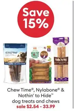 Petsmart Save 15% Chew Time, Nylabone , Nothin' to Hide dog treats & chews offer