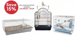 Petsmart Save 15% ALL small pet & bird habitats offer