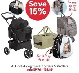 Petsmart Save 15% ALL cat & dog travel carriers & strollers offer