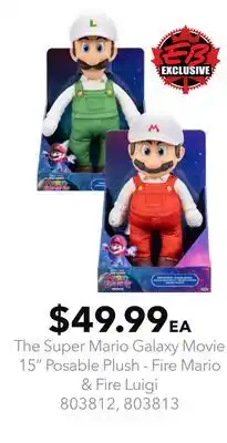 GameStop The Super Mario Galaxy Movie 15 Posable Plush - Fire Mario & Fire Luigi offer