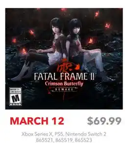 GameStop Fatal Frame II Crimson Butterfly Remake offer