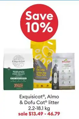 Petsmart Save 10% Exquisicat , Almo & Dofu cat litter offer