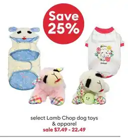 Petsmart Save 25% select Lamb Chop dog toys & apparel offer