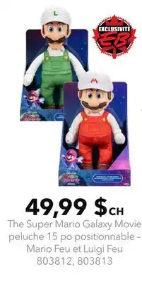 GameStop The Super Mario Galaxy Movie peluche 15 po positionnable – Mario Feu et Luigi Feu offer