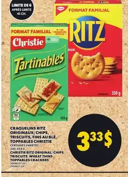 Provigo CHRISTIE RITZ ORIGINAL, CHIPS TRISCUITS WHEAT THINS, TOPPABLES CRACKERS offer