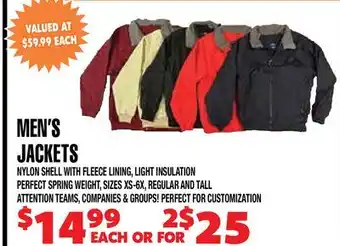 Len's Mill Stores MEN'S JACKETS offer