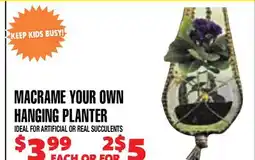 Len's Mill Stores MACRAME YOUR OWN HANGING PLANTER offer