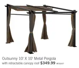 The Brick Outsunny 10' X 10' Metal Pergola W/ Retractable Canopy Roof, Coffee offer