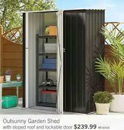 The Brick Outsunny Garden Shed, Metal Tool Shed w/ Sloped Roof, Lockable Door, Grey offer