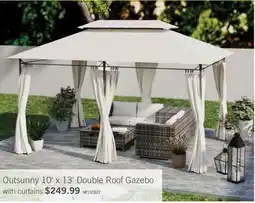 The Brick Outsunny 10' x 13' Double Roof Patio Gazebo With Curtains, Cream White offer