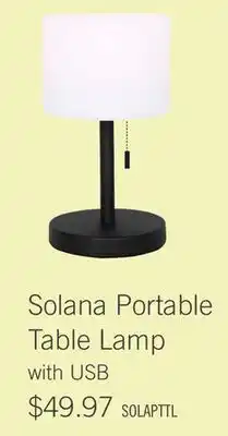The Brick Solana 11 Modern Metal Acrylic Portable Indoor/Outdoor Table Lamp with USB Port - Black offer