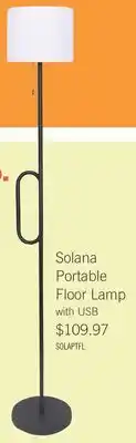 The Brick Solana 64 Modern Metal Acrylic Portable Indoor/Outdoor Floor Lamp with USB Port - Black offer
