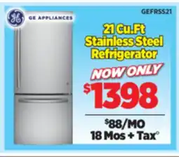 Surplus Furniture GE Stainless Steel 21 Cu.Ft Refrigerator offer