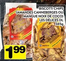 Supermarché PA BISCOTTI CHIPS (AMANDES CANNEBERGES OU MANGUE NOIX DE COCO) LES DÉLICES DL offer