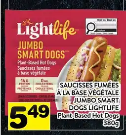 Supermarché PA SAUCISSES FUMÉES À LA BASE VÉGÉTALE JUMBO SMART DOGS LIGHTLIFE | Plant-Based Hot Dogs offer