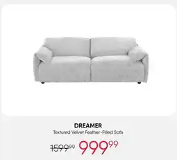 Meubles RD Dreamer - Textured Velvet Feather-Filled Sofa - Beige offer