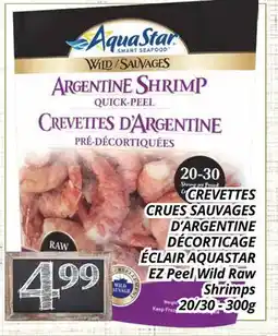 Supermarché PA CREVETTES CRUES SAUVAGES D'ARGENTINE DÉCORTICAGE ÉCLAIR AQUASTAR | EZ Peel Wild Raw Shrimps offer