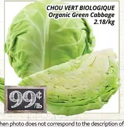 Supermarché PA CHOU VERT BIOLOGIQUE | Organic Green Cabbage offer