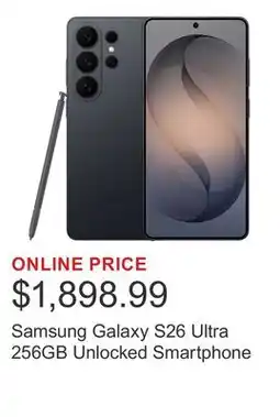 Costco Samsung Galaxy S26 Ultra 256GB Unlocked Smartphone offer