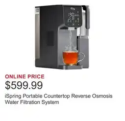 Costco iSpring Portable Countertop Reverse Osmosis Water Filtration System offer
