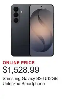 Costco Samsung Galaxy S26 512GB Unlocked Smartphone offer