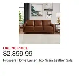 Costco Prospera Home Larsen Top Grain Leather Sofa offer
