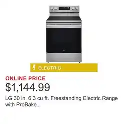 Costco LG 30 in. 6.3 cu ft. Freestanding Electric Range with ProBake Convection offer