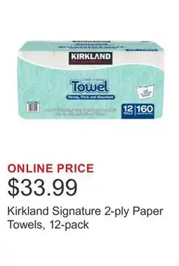 Costco Kirkland Signature 2-ply Paper Towels, 12-pack offer