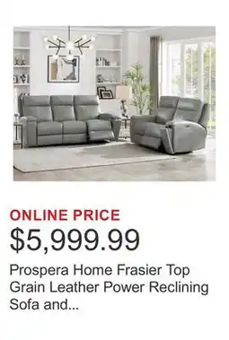 Costco Prospera Home Frasier Top Grain Leather Power Reclining Sofa and Loveseat offer