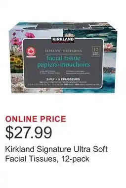 Costco Kirkland Signature Ultra Soft Facial Tissues, 12-pack offer