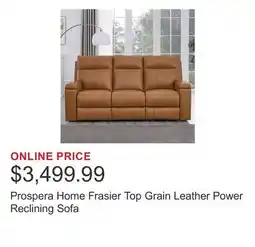 Costco Prospera Home Frasier Top Grain Leather Power Reclining Sofa offer