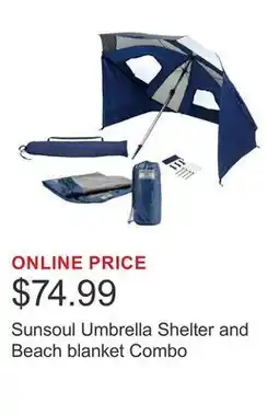 Costco Sunsoul Umbrella Shelter and Beach blanket Combo offer