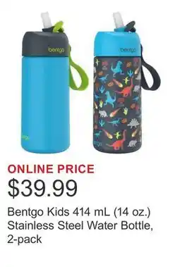 Costco Bentgo Kids 414 mL (14 oz.) Stainless Steel Water Bottle, 2-pack offer