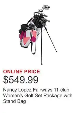 Costco Nancy Lopez Fairways 11-club Women's Golf Set Package with Stand Bag offer