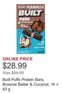Costco Built Puffs Protein Bars, Brownie Batter & Coconut, 14 × offer