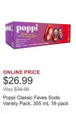 Costco Poppi Classic Faves Soda Variety Pack, 355 mL 18-pack offer