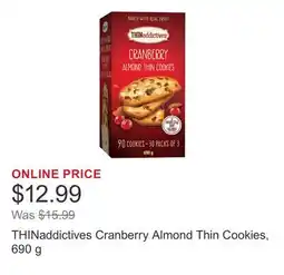 Costco THINaddictives Cranberry Almond Thin Cookies offer