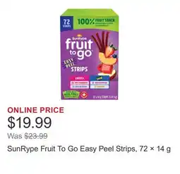 Costco SunRype Fruit To Go Easy Peel Strips, 72 × offer