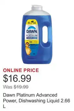 Costco Dawn Platinum Advanced Power, Dishwashing Liquid offer
